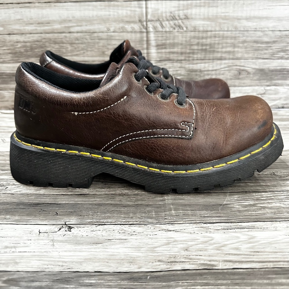 Dr. Martens AirWair Mens Size 8 Brown Leather Oxfords Air Cushioned Low Lace Up